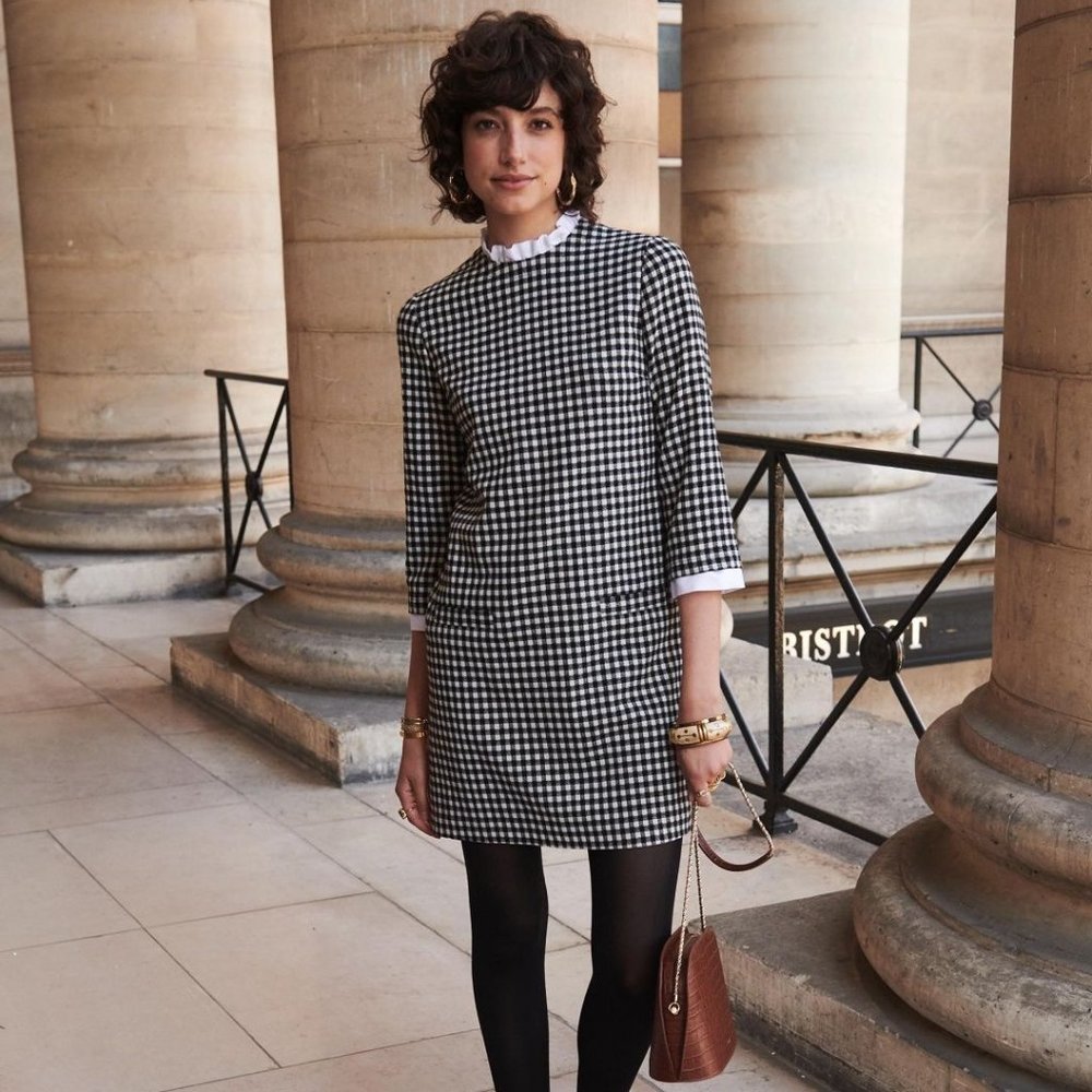 Sezane Erin Gingham Dress Size 34 US 2